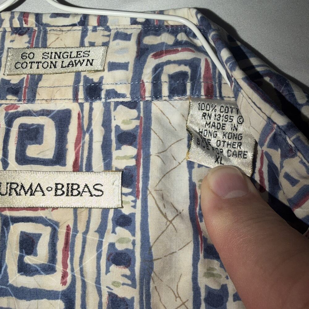 Vintage Burma Bibas Shirt Mens Large XL Multicolor Button Down Short Sleeve 90s - Picture 3 of 6